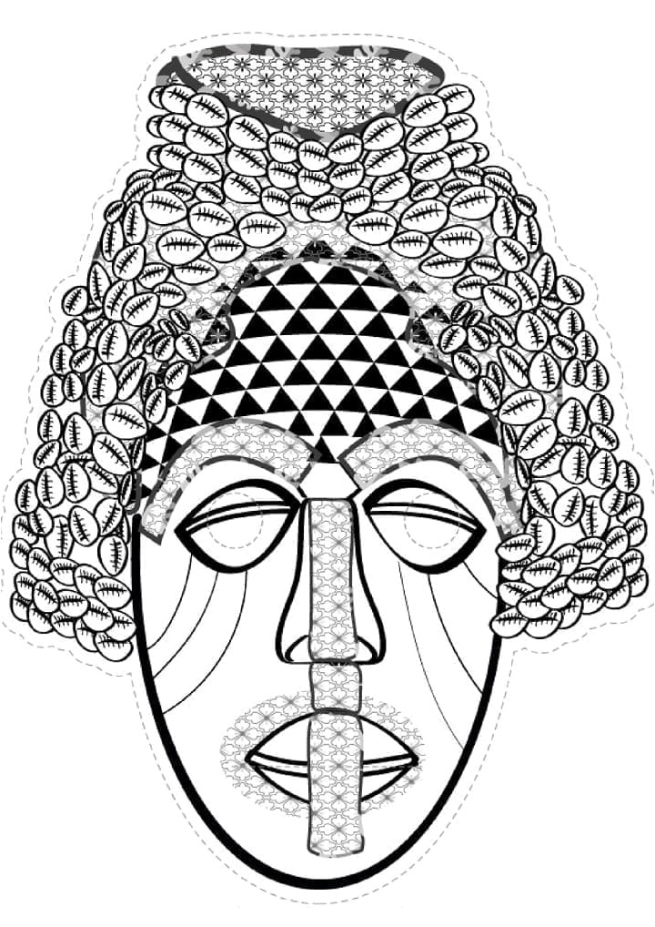 Imagery of an African Mask Coloring Page