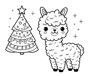 Adorable Alpaca Celebrating Christmas
