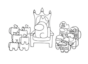 King Among Us with Corpse and Importor Monarch Among Us with Coloring Page