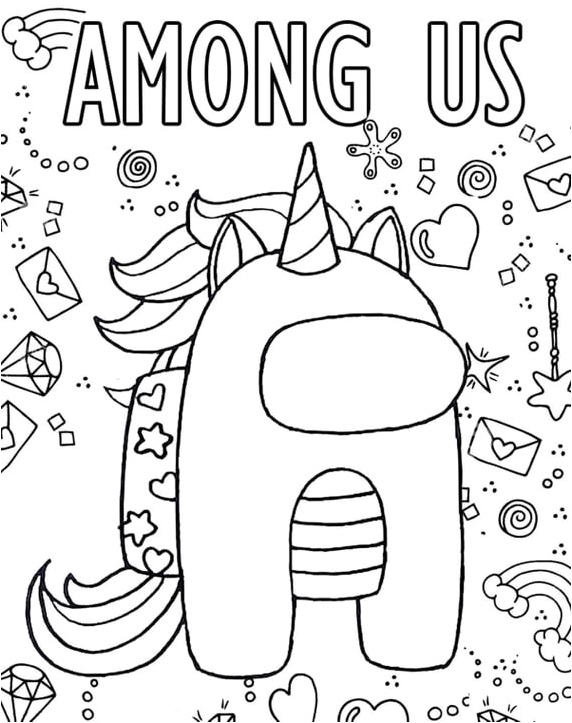 Unicorn Skin for Among Us Coloring Page