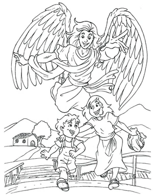 Angelic Children Coloring Page
