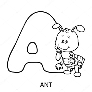Letter A with a Smiling Ant
