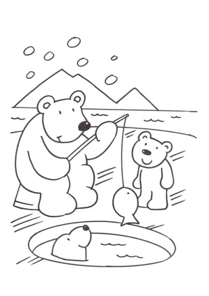 Bear Fishing in the North Coloring Page