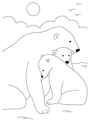 Family of Bears soaking up the Sun Coloring Page