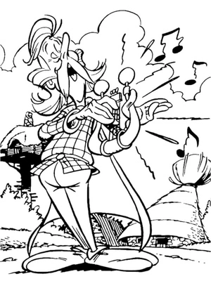 "Conservatorix Entertains the Entire Village with Song" Coloring Page