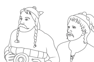 Two Characters from "Asterix and Obelix" Coloring Page