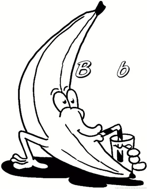 Banana having fun while drinking Coloring Page