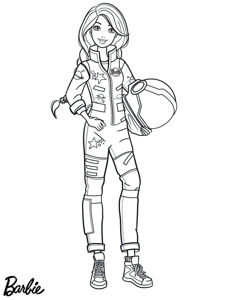 Astronaut Barbie Coloring Page