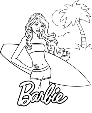 Barbie at the beach Coloring Page