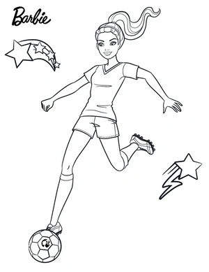 Barbie Playing Soccer Coloring Page