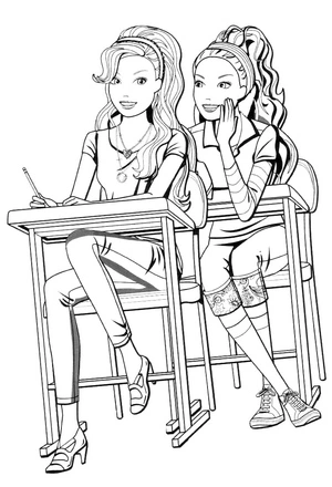 Barbie Studying at School Coloring Page