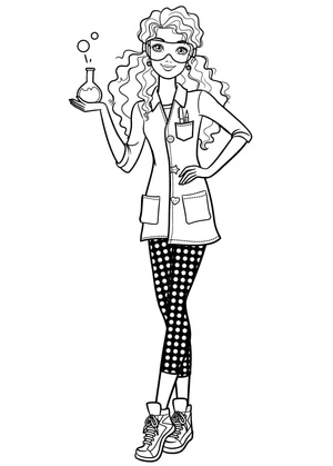Barbie the Scientist Coloring Page