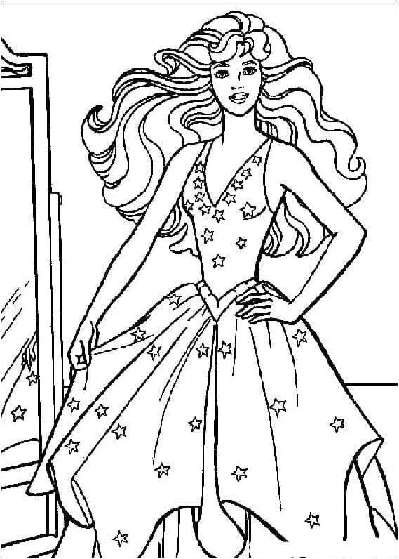 Drawing of Barbie Coloring Page
