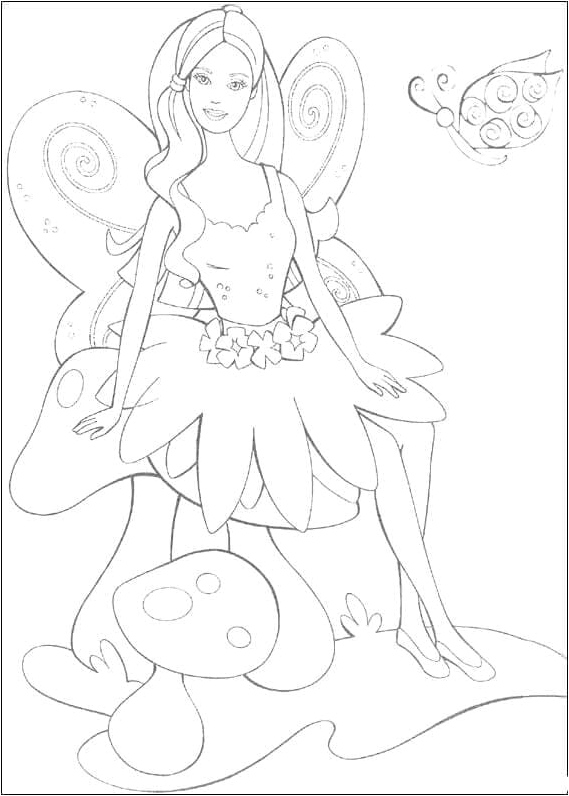 Fairy Barbie, renamed as Barbie Fairy Coloring Page
