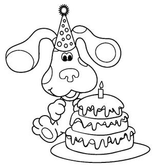 Blue Birthday Cake Coloring Page