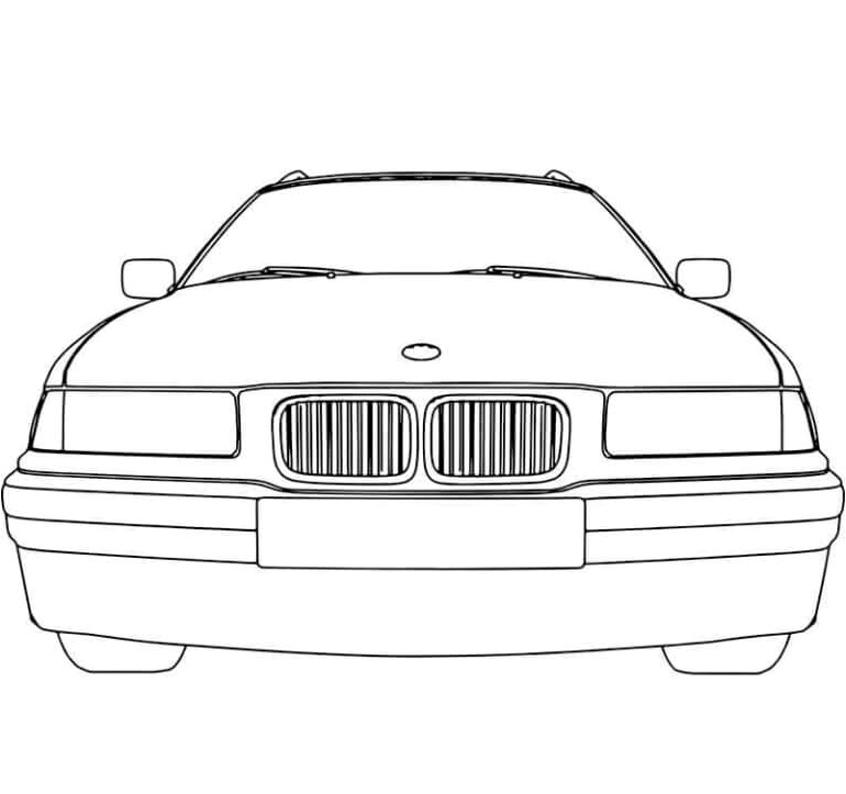Front View of BMW Car Coloring Page