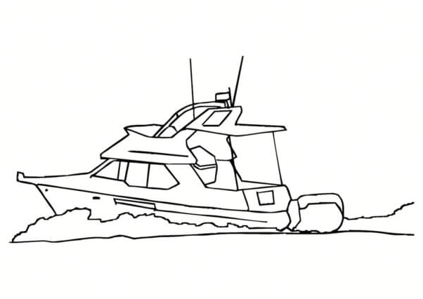 A Stunning Yacht for a Seaside Getaway Coloring Page