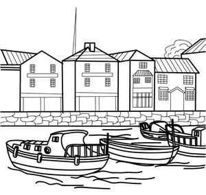 Marina with Many Boats Coloring Page
