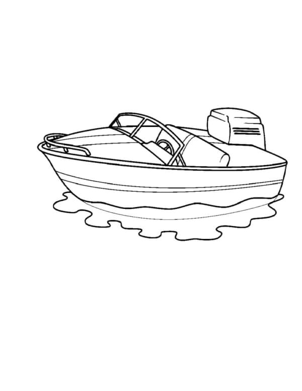 Simple Small Speedboat Coloring Page