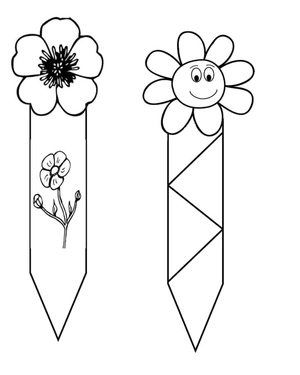 Flower-themed Bookmarks Coloring Page