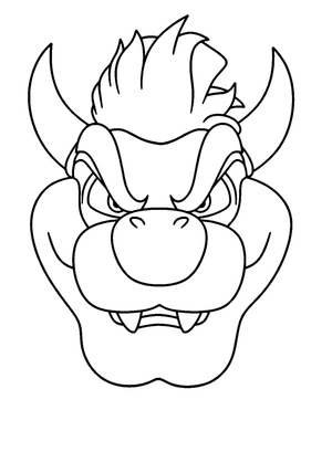Head of Bowser Coloring Page