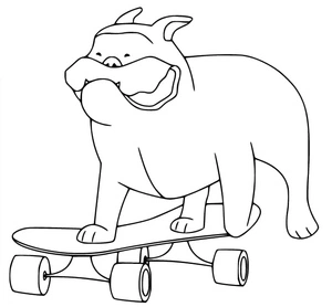 Bulldog Skateboarding Coloring Page