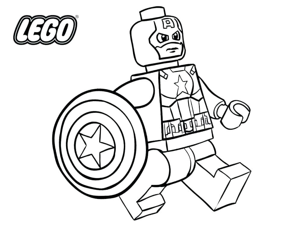 Captain America from the Avengers LEGO Set Coloring Page