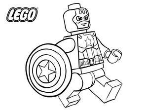 Captain America from the Avengers LEGO Set Coloring Page