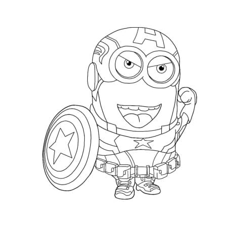 Captain Kevin America Minion Coloring Page