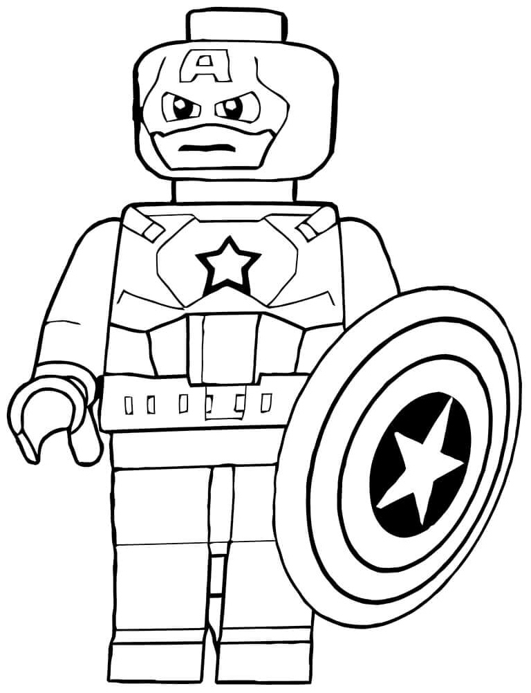 Standing Lego Captain America Coloring Page
