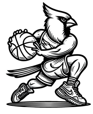 Cardinal Playing Basketball