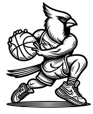 Cardinal Playing Basketball Coloring Page