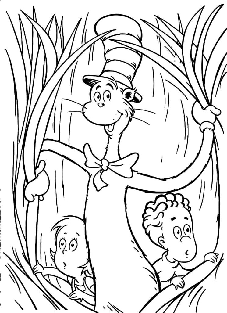 Printable Coloring Page of 'The Cat in the Hat' Coloring Page