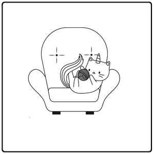 Unicorn Cat playing with Yarn on the Chair