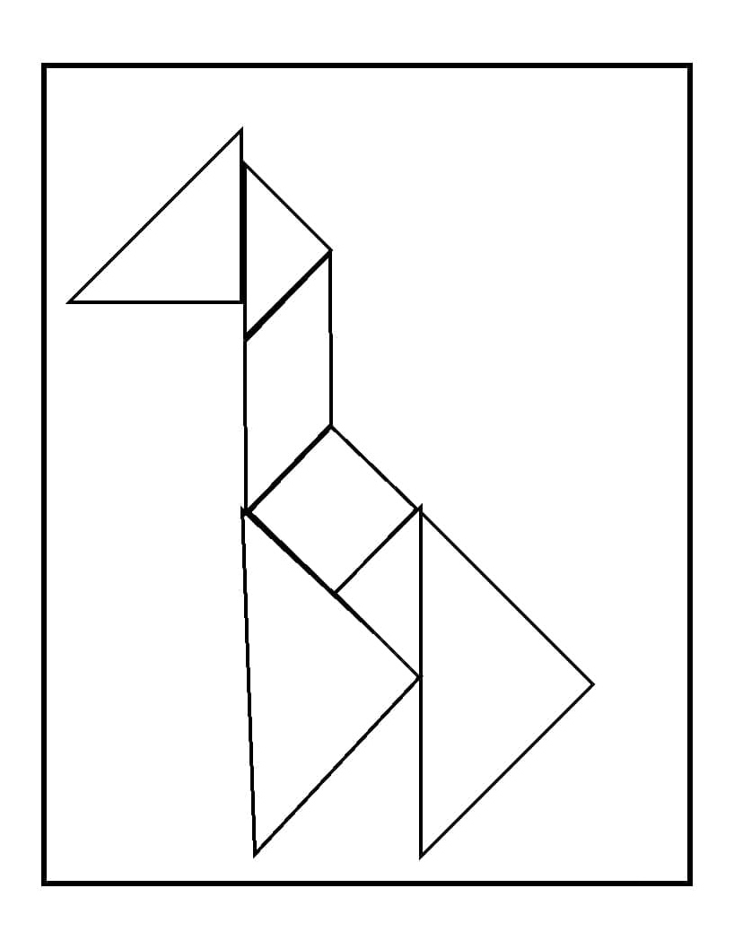 Giraffe Tangram Coloring Page