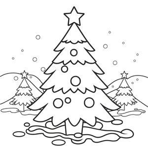 Image of Christmas Trees Coloring Page