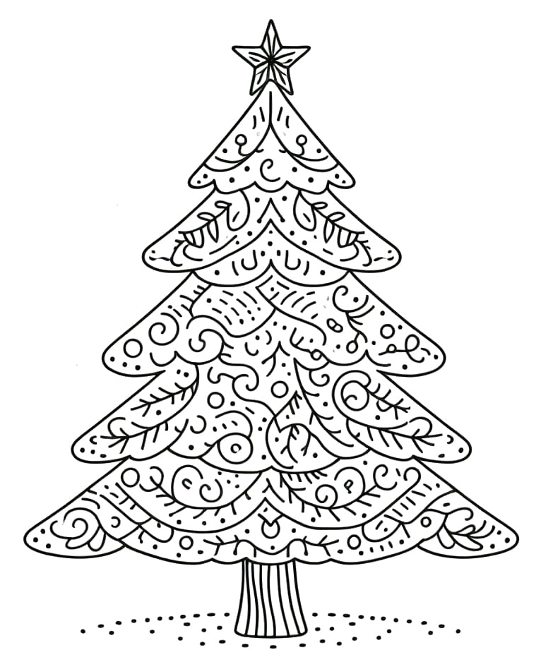 Picture of a Christmas Tree Coloring Page