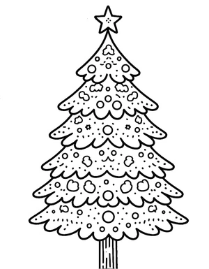 Print Design for a Festive Tree Coloring Page Coloring Page