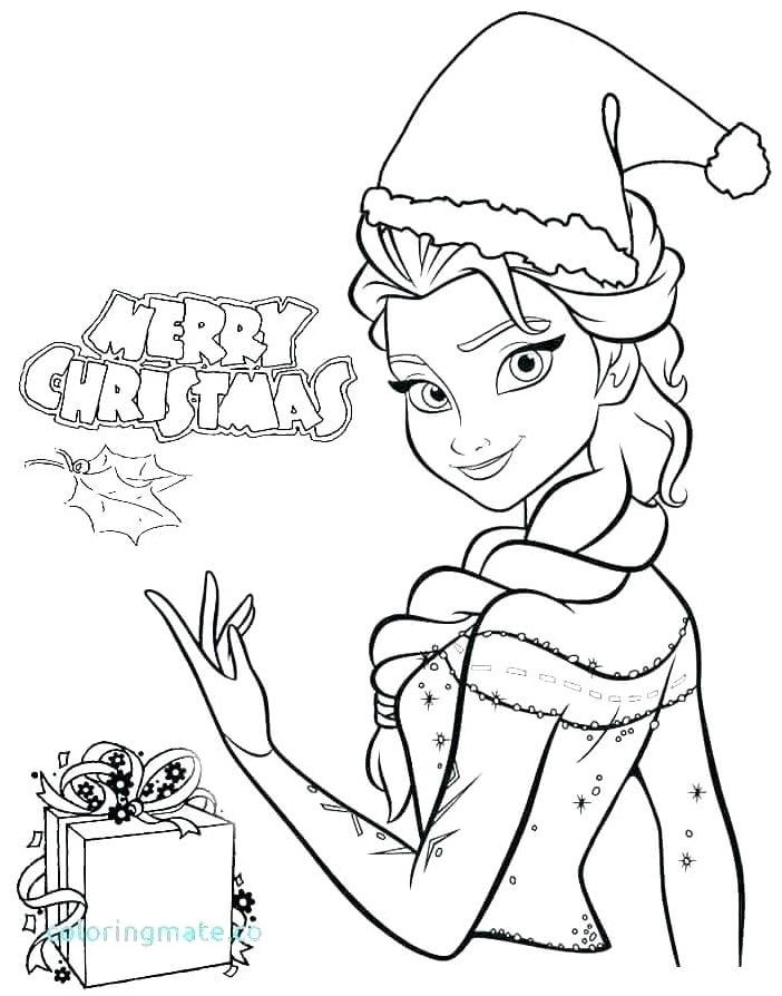 Elsa Wishing You a Merry Christmas Coloring Page