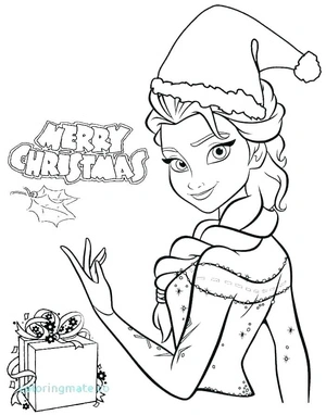Elsa Wishing You a Merry Christmas Coloring Page
