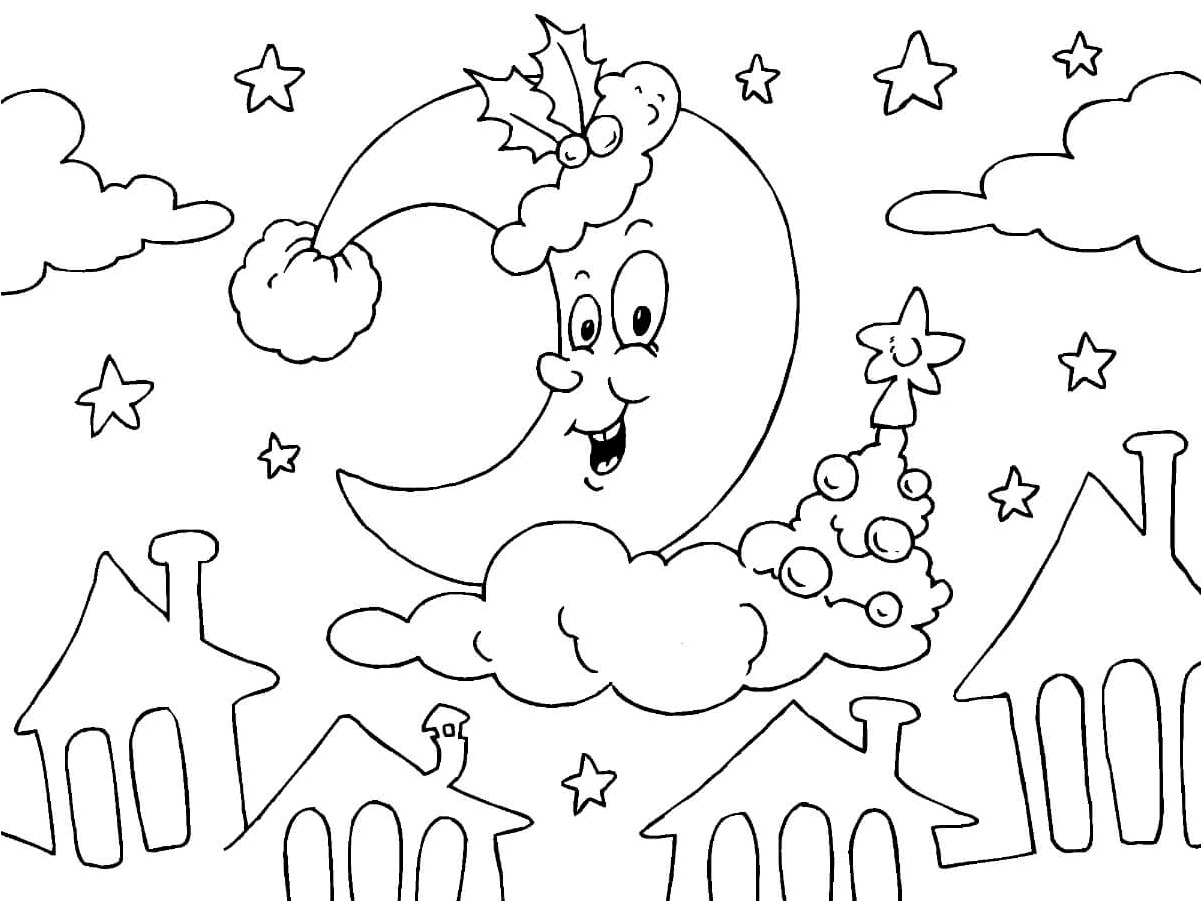 Winter Moon Coloring Page