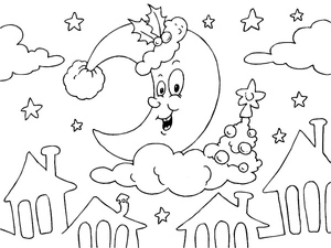 Winter Moon Coloring Page