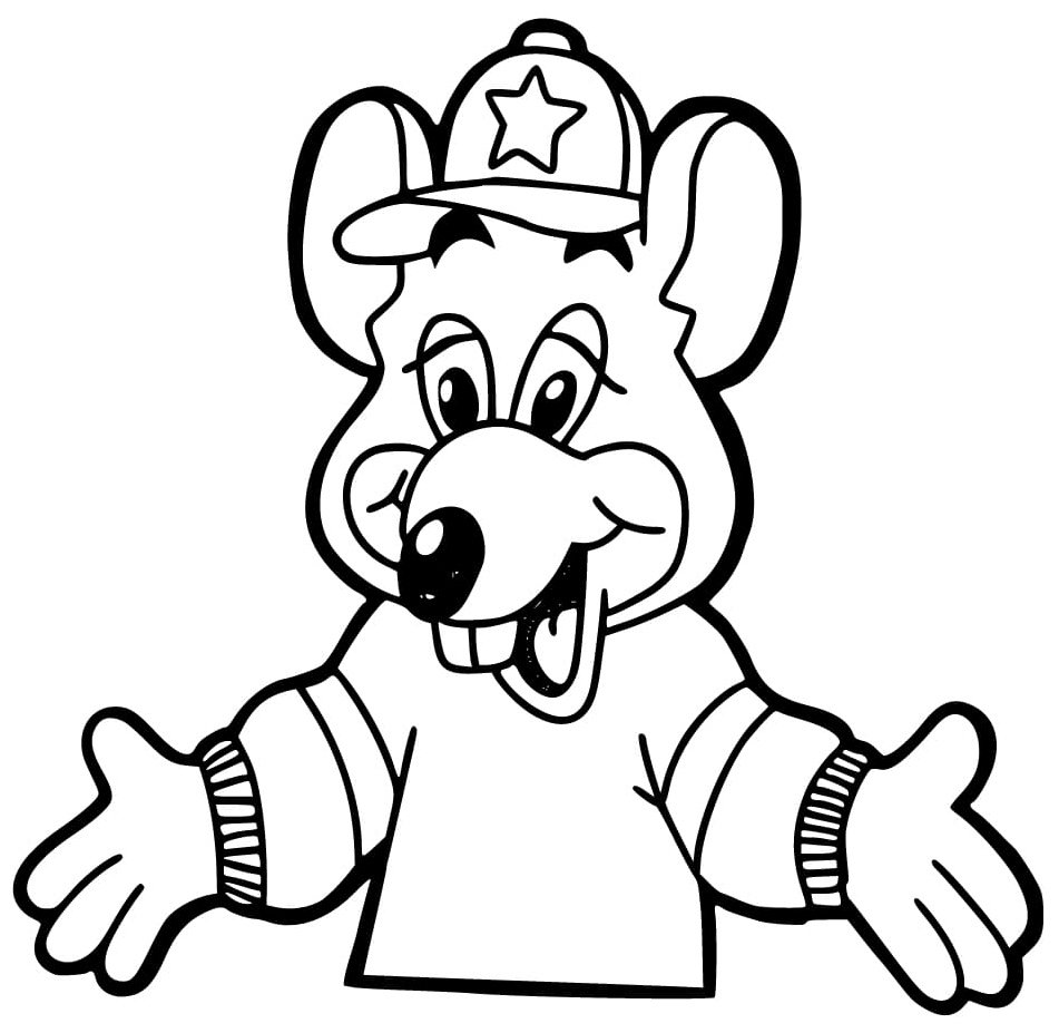 Cheerful Chuck E. Cheese Coloring Page