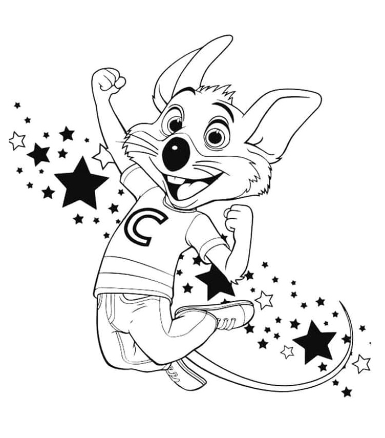 Chuck E. Cheese Cartoon Character Coloring Page