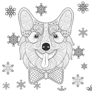 Corgi Face with Intricate Patterns Coloring Page
