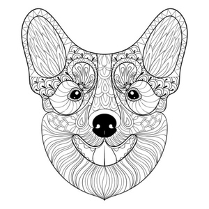 Corgi's Patterned Muzzle Coloring Page