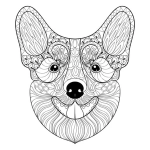Corgi's Patterned Muzzle Coloring Page Coloring Page