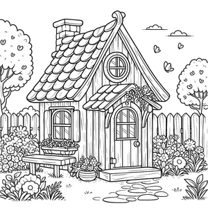 "Adult Cottagecore Coloring Page"