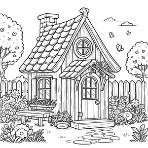 "Adult Cottagecore Coloring Page" Coloring Page