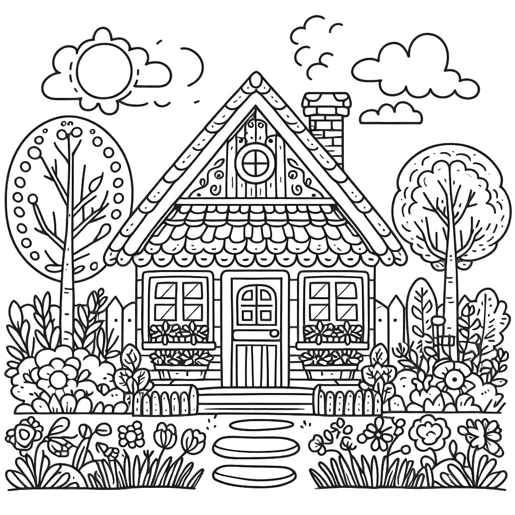 Charming Cottagecore Coloring Page